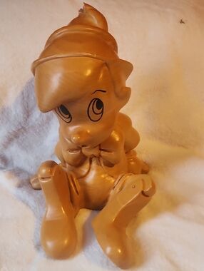 Vintage Walt Disney, Collector Sitting Pinnochio,  Wood Carved Figurine